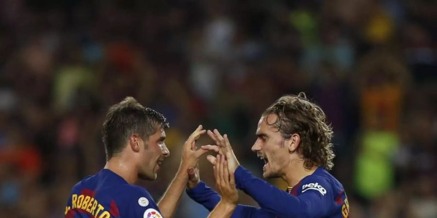 Antoine Griezmann (r) traf doppelt für den FC Barcelona. Foto: Joan Monfort