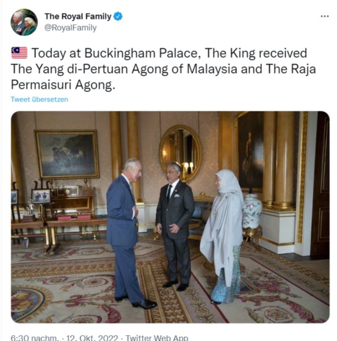King Charles empfing Yang di-Pertuan Agong. King Charles