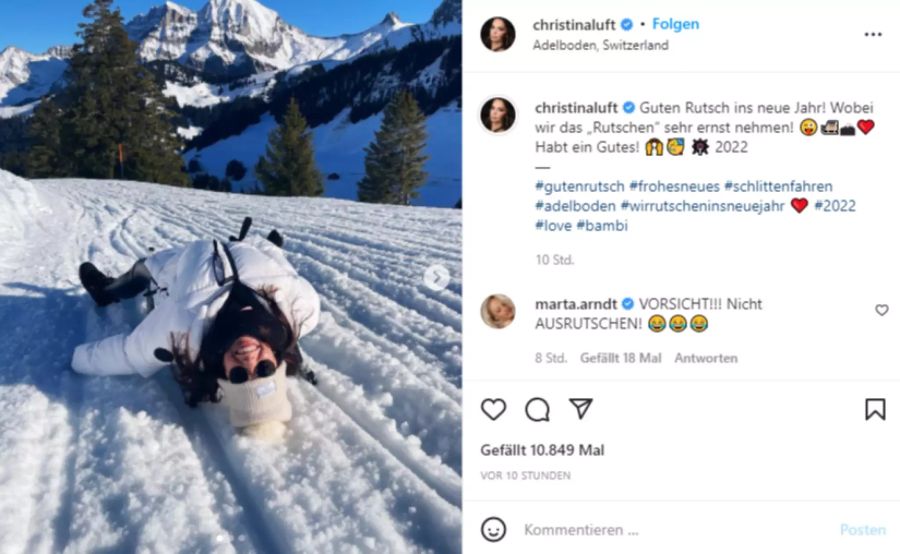 Christina Luft und Luca Hänni verbrachten Silvester in Adelboden.