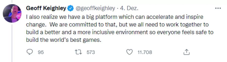 Twitterpost des «The Game Awards» Cheff Geoff Keighley.