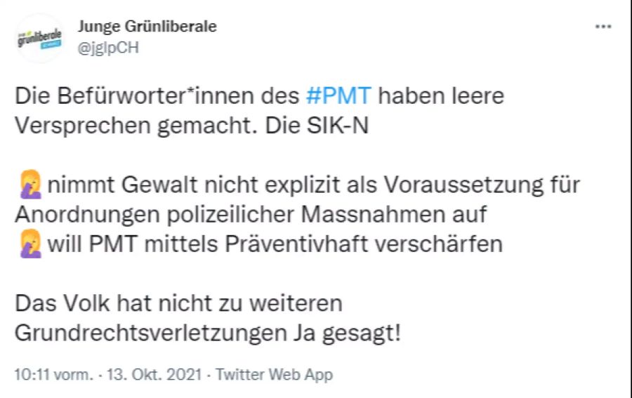 Tweet Junge Grünliberale