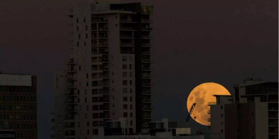 Der «Super-Blau-Blutmond» erhebt sich über der Stadt Perth im Westen Australiens.