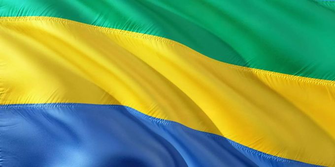 Flagge des zentralafrikanischen Landes Gabun. Gabun