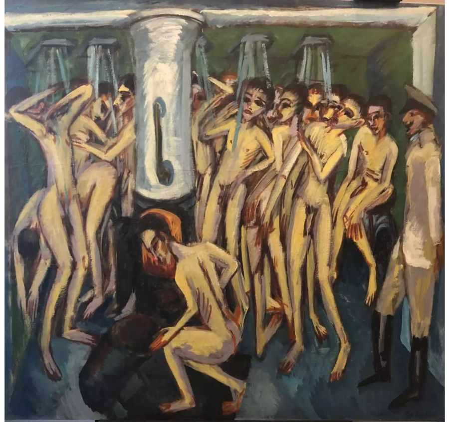 Die undatierte Reproduktion zeigt das Gemälde «Soldatenbad» des deutschen Expressionisten Ernst Ludwig Kirchner aus dem Jahr 1915.