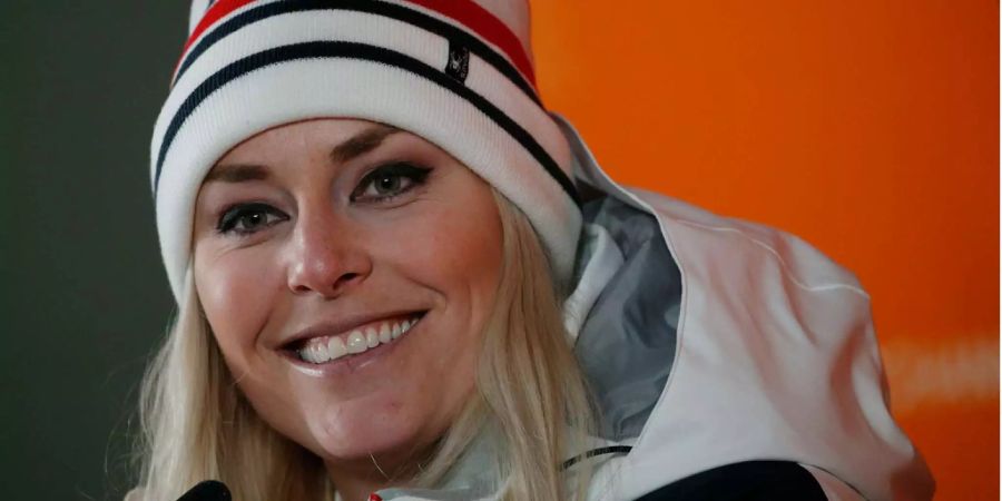 Lindsey Vonn spricht an einer Pressekonferenz an den Olympischen Spielen in Pyeongchang.