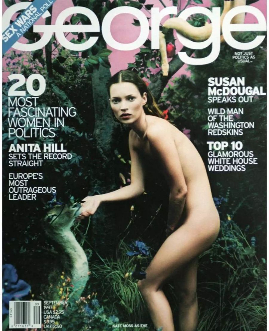 Topmodel Kate Moss liess sich immer wieder oben ohne oder nackt ablichten, so wie hier 1999 auf einem Magazin-Cover.