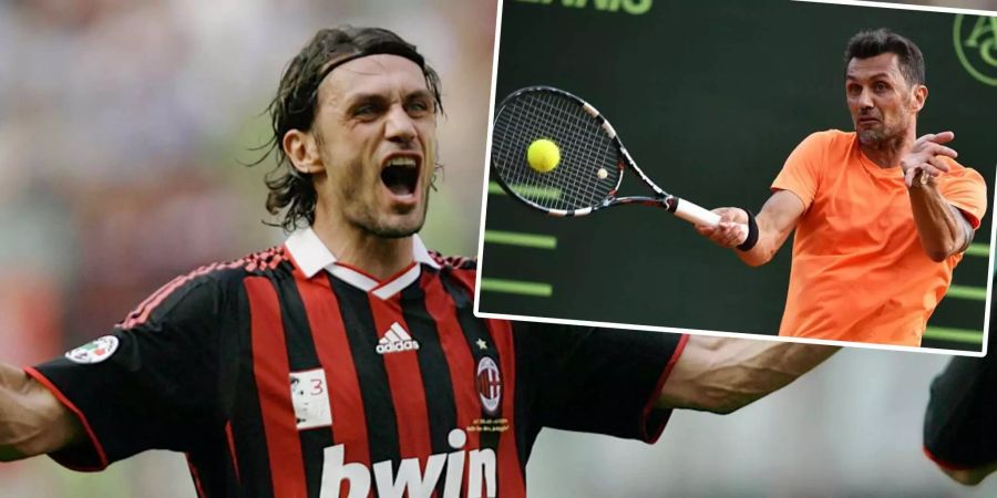 Paolo Maldini: Der Italiener gilt als Legende des AC Mailand. Aber auch er hat nicht genug nach seiner Karriere als Fussballer. Maldini trat im letzten Sommer in Mailand am ATP-Challenger-Turnier an, sein Tennisdebüt ging mit einem 1:6, 1:6 aber gründlich schief.