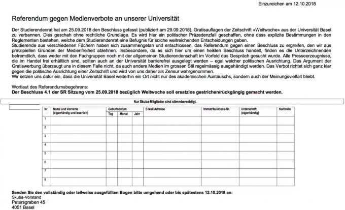 Der Referendumsbogen.