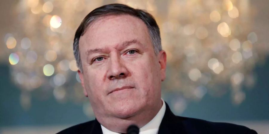 US-Aussenminister Mike Pompeo gibt vor der Presse ein Statement ab.