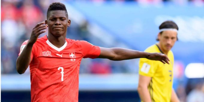 Breel Embolo im WM-Spiel gegen Schweden. Breel Embolo im WM-Spiel gegen Schweden.