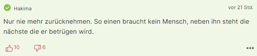 Iris Klein soll ihren Peter «nie mehr zurücknehmen», findet «Hakima».