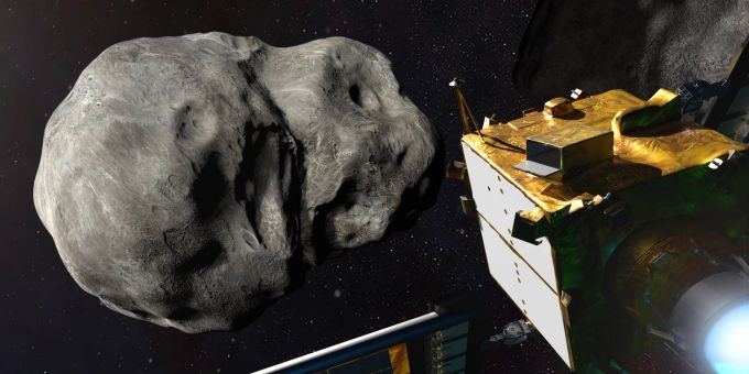 Die Illustration des John Hopkins-Instituts der NASA zeigt DART kurz vor dem Aufprall auf den Asteroiden DART NASA Asteroid Asteroiden