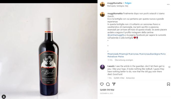 Winzer aus Italien wird wegen Logo von Red Bull verklagt. winzer ochsen