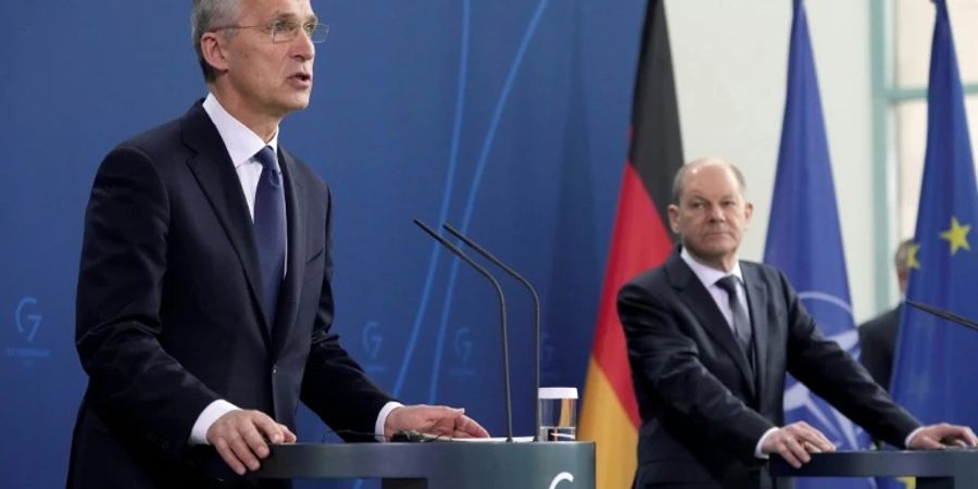 Stoltenberg (l.) und Scholz Mitte März in Berlin