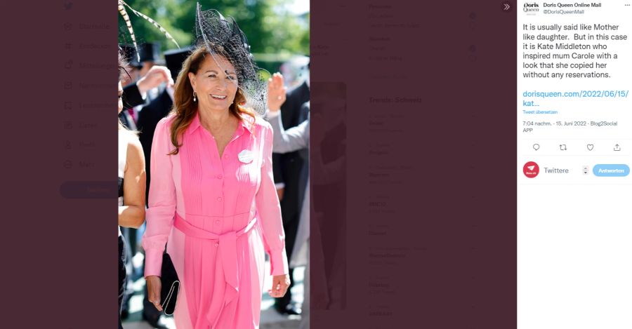 Carole Middleton im roten Dress von Tochter Kate beim Pferderennen in Ascot.