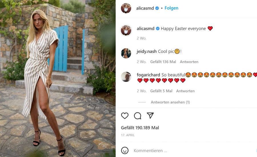 Auf Instagram hat die 23-Jährige über 2,8 Millionen Follower.