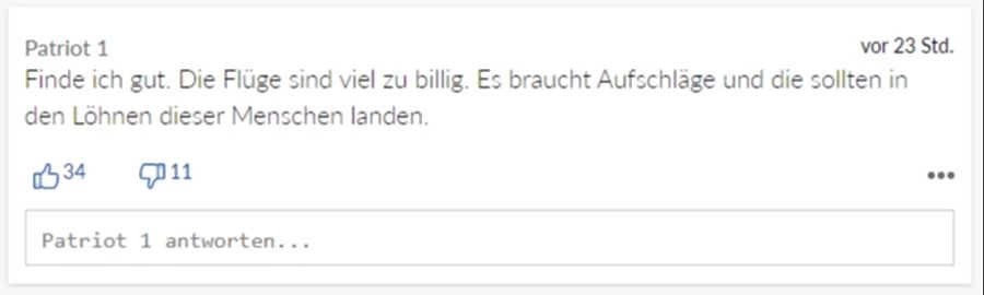 Diese*r Leser*in fordert endlich teurere Flugpreise.