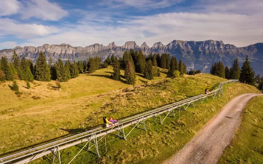 Die Rodelbahn FLOOMZER überzeugt mit unschlagbarem Panorama.