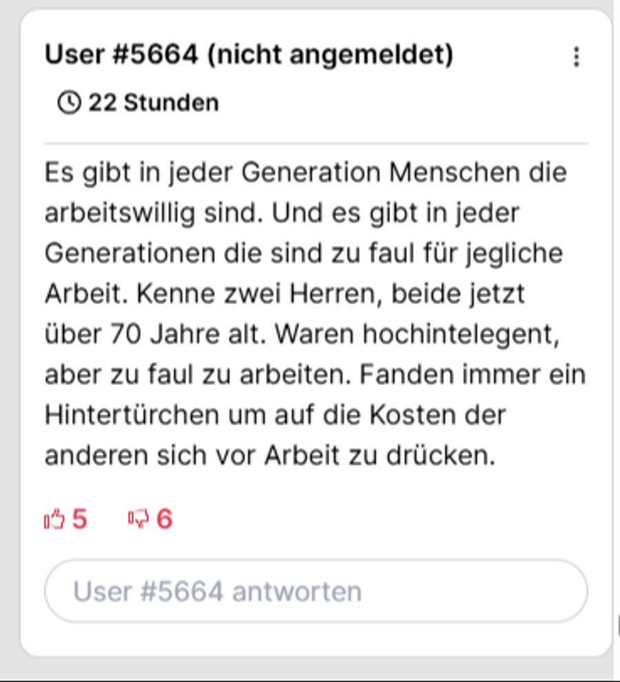 In jeder Generation gebe es faule Menschen, sagt dieser Kommentar.