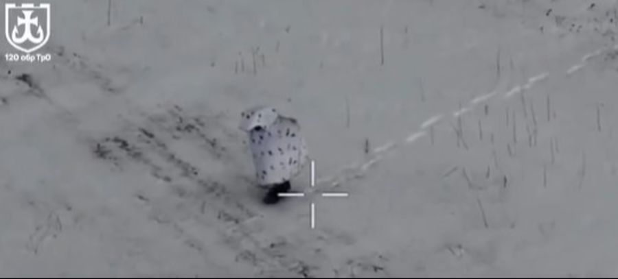 Die Tarnung geht schief. Der russische Soldat ist gut zu erkennen.