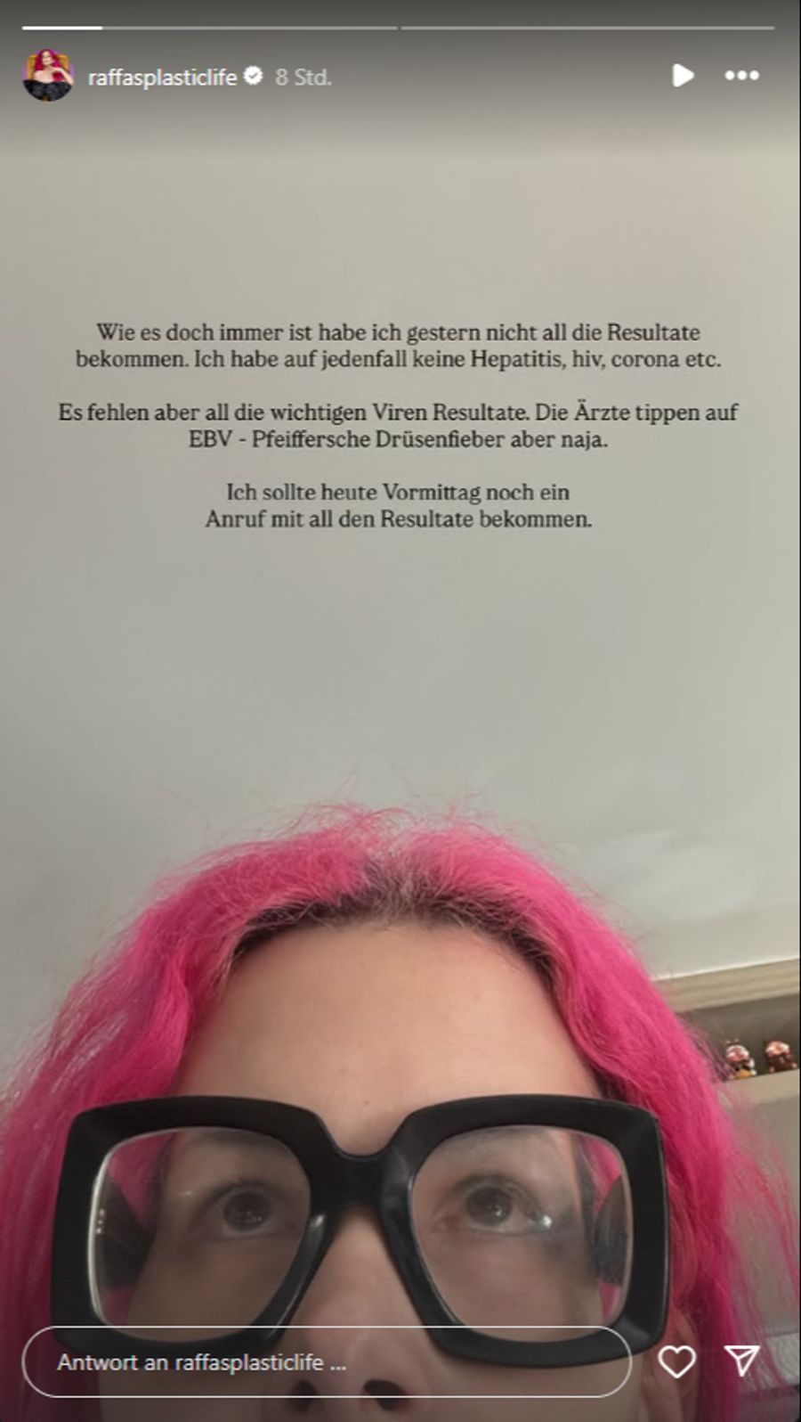 Am Mittwochmorgen erhielt die Influencerin die ersten Ergebnisse.