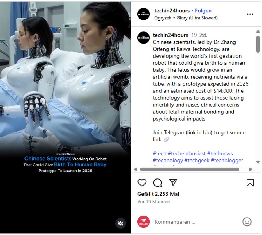 In China arbeitet ein Start-up am ersten Leihmutter-Roboter der Welt. Der erste Prototyp soll nächstes Jahr auf den Markt kommen.