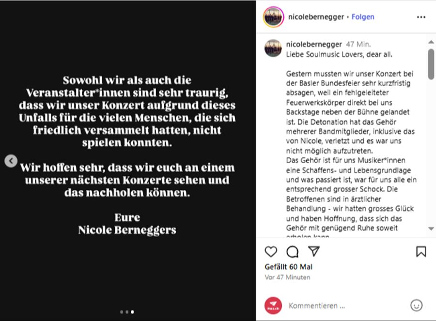 Wegen der Konzertabsage seien sie «sehr traurig».