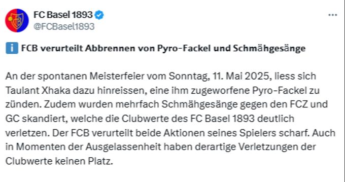 Auch der FC Basel äussert sich zu den Vorfällen an der Meisterfeier. FC Basel