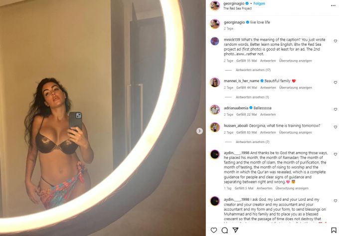 Georgina Rodriguez posiert in den Ferien. Georgina Rodriguez