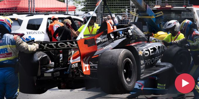 IndyCar-Rennen - Ferrucci bleibt nach spektakulärem Crash unversehrt