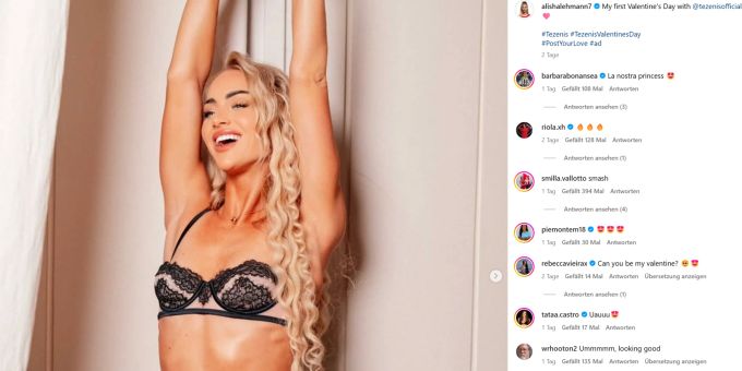 Alisha Lehmann räkelt sich in Unterwäsche, um die Produkte ihres neuen Werbepartners zu präsentieren. Alisha Lehmann