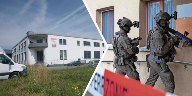 Die Spezialeinheit drang in dieses Gebäude ein.