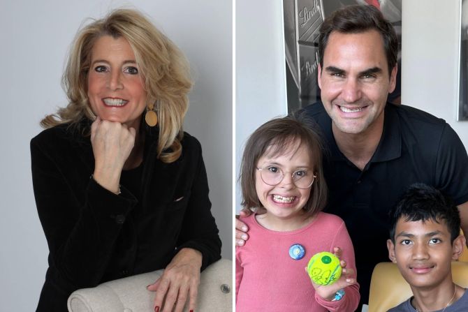 Pamina und Joel lernen Roger Federer kennen. - zVg