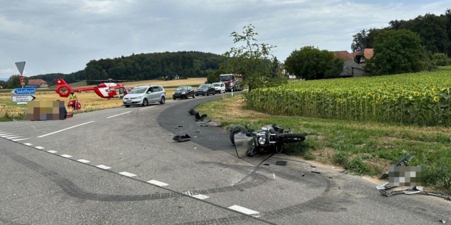 An dieser Kreuzung in Gächliwil SO kam es zum Unfall zwischen einer 74-jährigen Autofahrerin und einem 58-jährigen Töfffahrer.