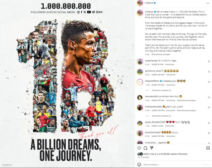 Cristiano Ronaldo: Football star breaks the billion dollar mark