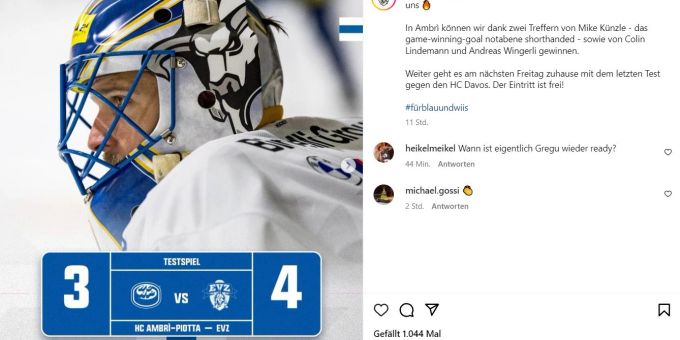 Der EVZ setzt sich im Testspiel gegen Ambri-Piotta durch. EVZ Ambri