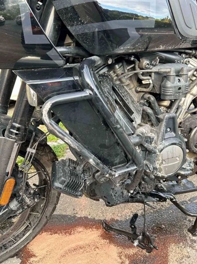 Beschädigtes Motorrad. Beschädigtes Motorrad.