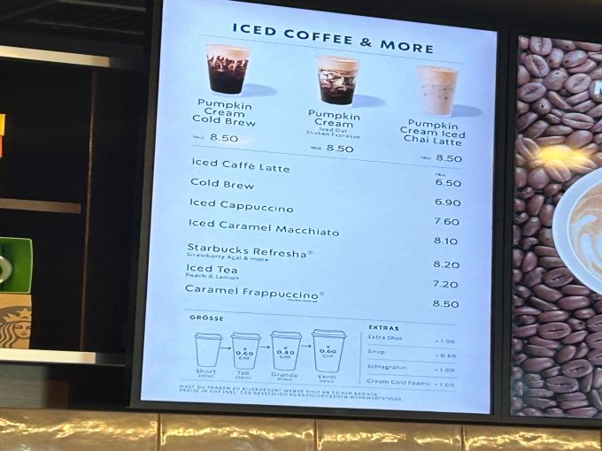 «Short» wird neu auch aktiv angeboten für die Latte-Getränke. starbucks