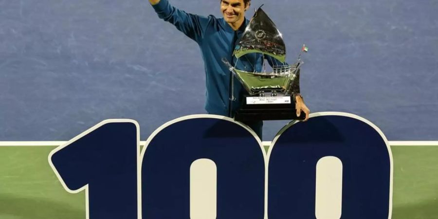 Roger Federer feierte seinen 100. Turniersieg. Foto: Mahmoud Khaled/XinHua