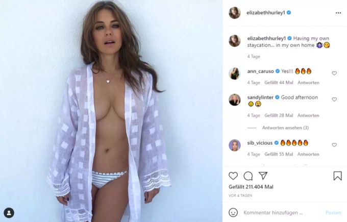 Neuer Instagrampost von Elizabeth Hurley. Elizabeth Hurley