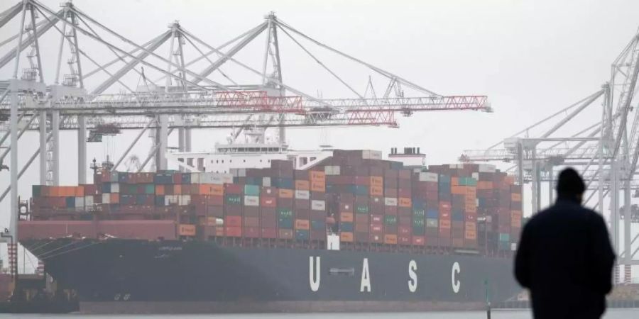 Containerschiff am Liegeplatz des DP World Containerterminals im Hafen von Southampton. Foto: Andrew Matthews/PA Wire/dpa