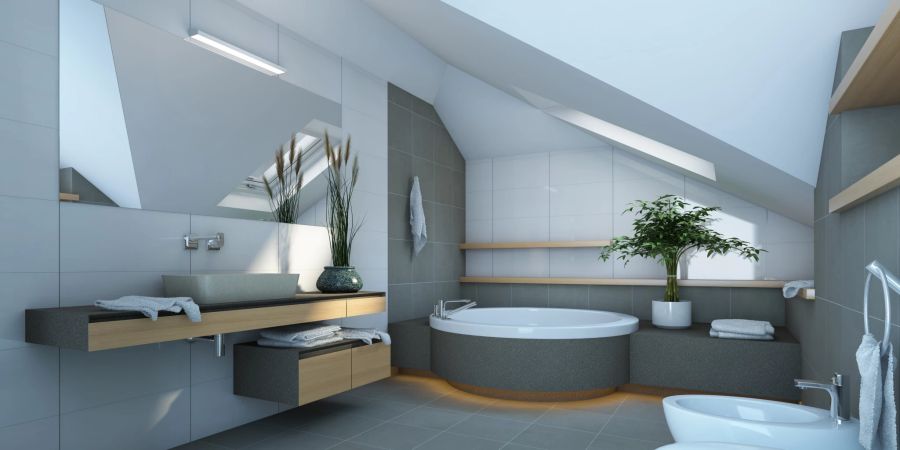 Luxus pur: Bodenheizung, Soundsystem und grosse Badewanne. Ein grosses Badezimmer kann sich anfühlen wie eine Wellness-Oase.