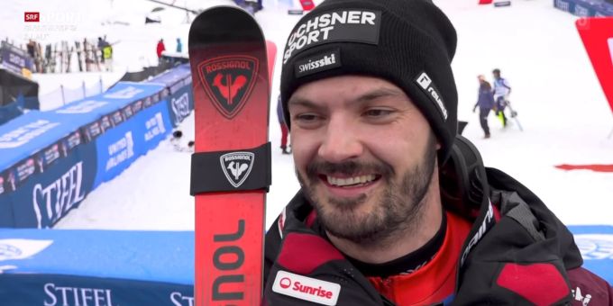 Loïc Meillard freut sich über den Sieg im Slalom und blickt auf ein erfolgreiches Wochenende in Aspen zurück. Loïc Meillard