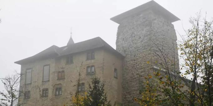 St. Annaschloss, die einstige Burg zu Rorschach, thront hoch über dem Bodensee. St. Annaschloss