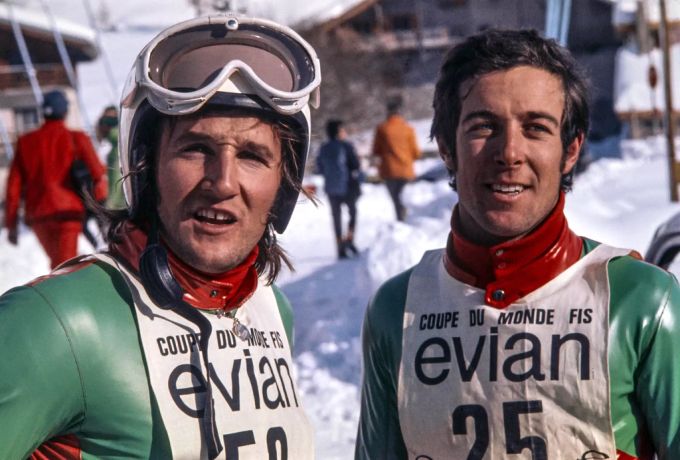 Piero Gros (l.) und Gustavo Thoeni sorgten 1974 und 1975 für italienische Doppelsiege in Adelboden. Weltcup Adelboden Gros Thoeni