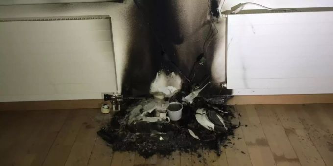 Die Brandspuren in der Wohnung in Thayngen. Thayngen
