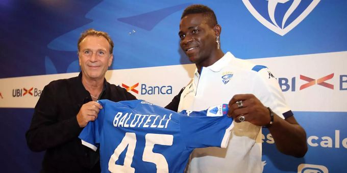 Mario Balotelli bei seiner Präsentation Mitte August in Brescia. Brescia Calcio Mario Balotelli