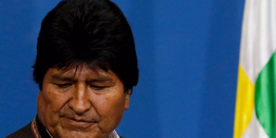 Evo Morales am Sonntag während einer Pressekonferenz in La Paz. Foto: Juan Karita/AP/dpa