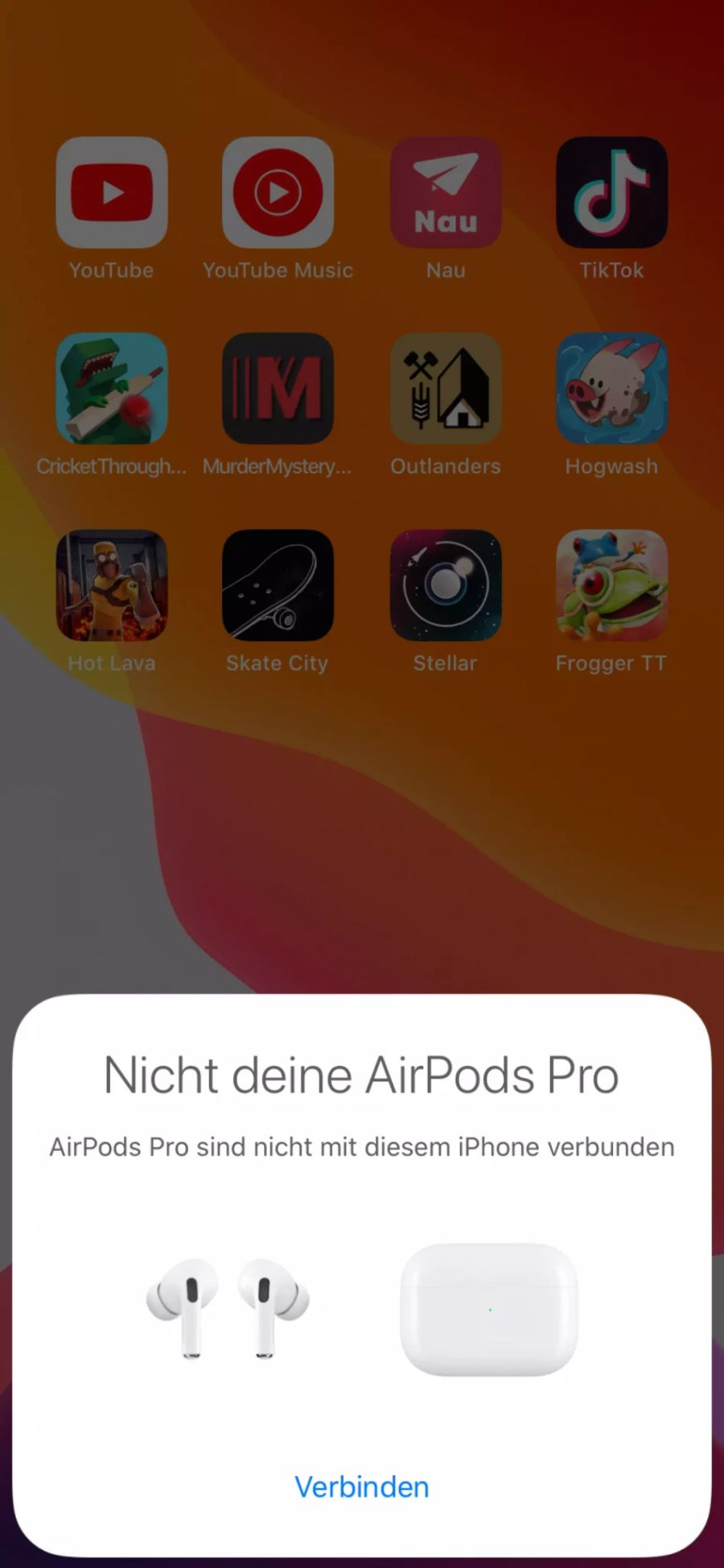 Der Verbindungsaufbau der AirPods Pro.