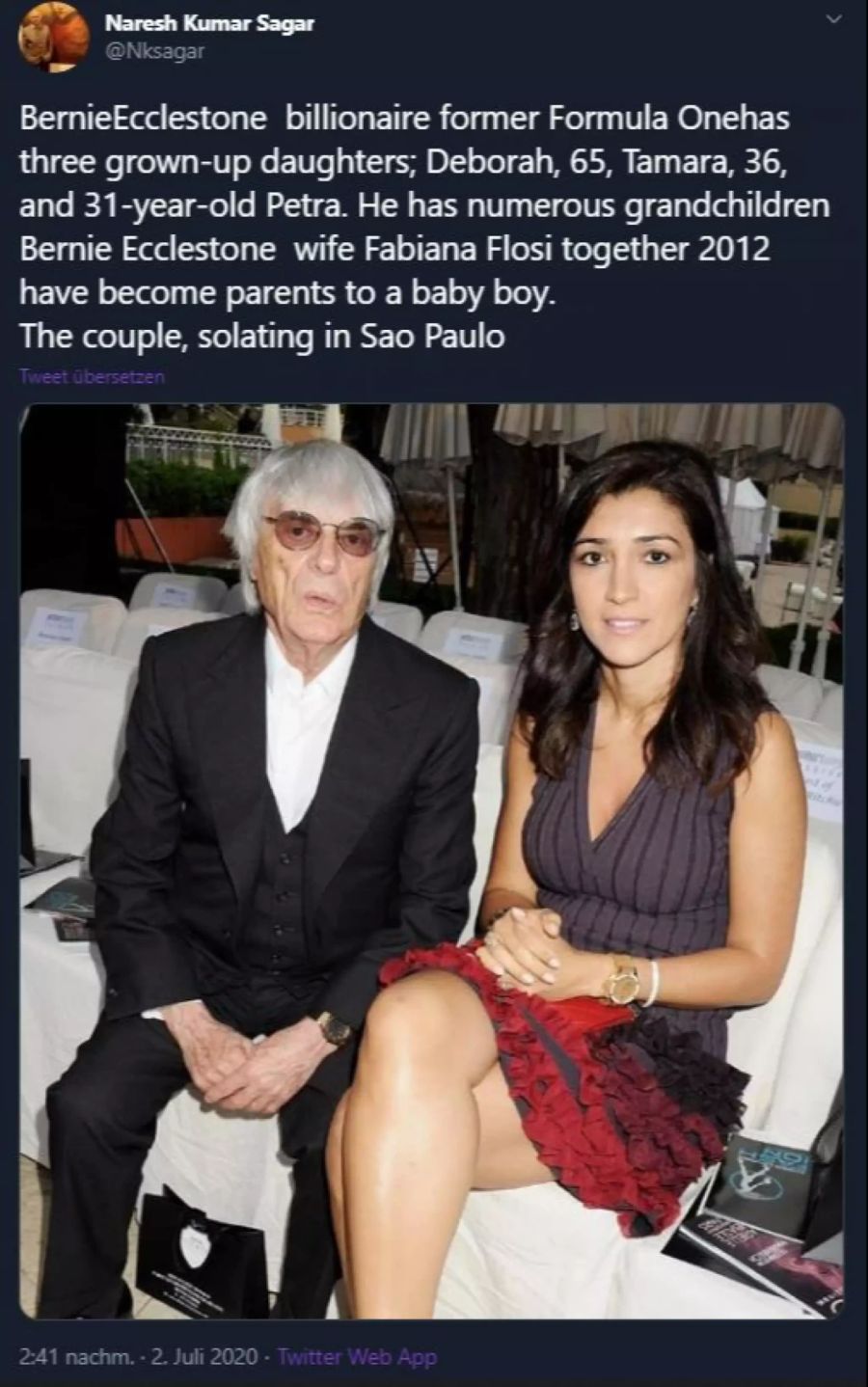 Bernie Ecclestone in Begleitung seiner mehr als vier Jahrzehnte jüngeren Frau Fabiana Flosi.